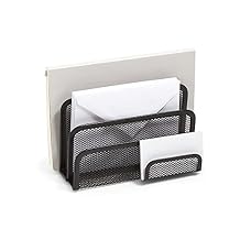 TRU RED Wire Mesh Letter Holder, 4Compartment, Matte Black Vertical Desktop Organizer for Mail & Documents