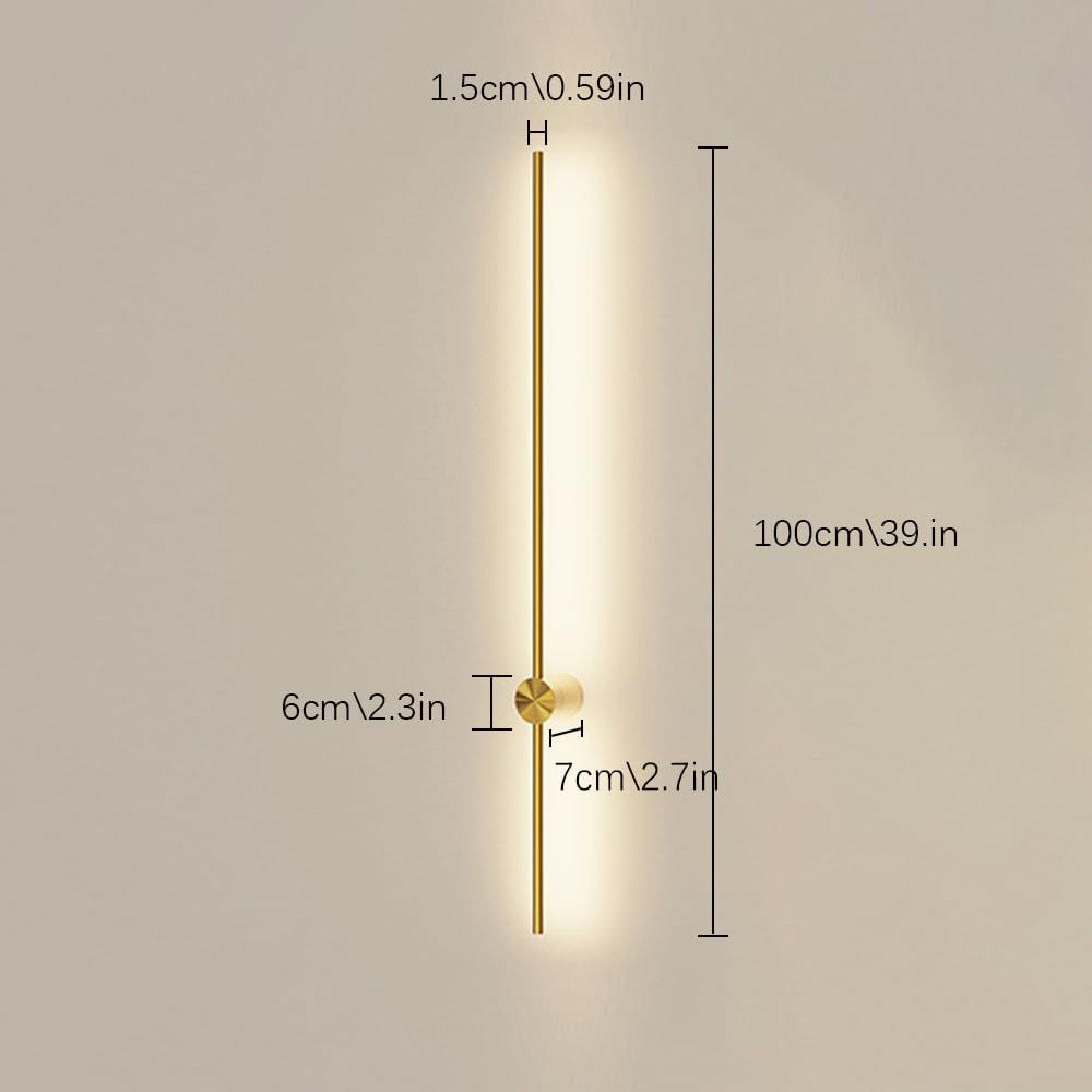 Lampada da Parete per Interni, a Striscia, lineare, in Ottone, con Paralume in Silicone Bianco, Applique a LED Moderne, luci Creative orientabili e Regolabili a 360° per Comodino.