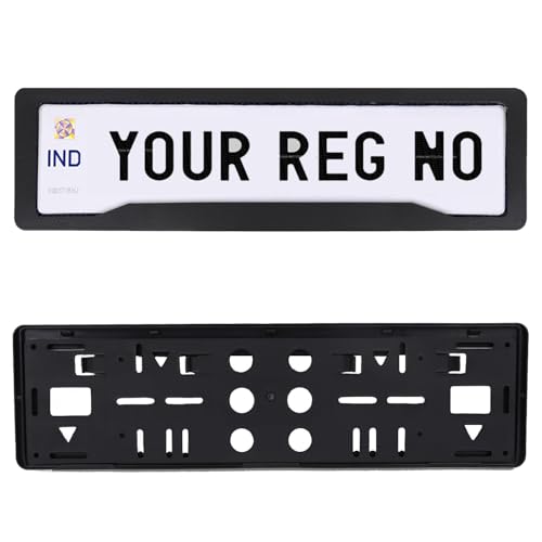Image of KINGSWAY Elevate Car Number Plate Frames for All 2023 Onwards Models of Honda Car Registration Plate Holders, Black Licence Plate Covers (Front and Rear), Universal Size 51.5 x 14.5 cm