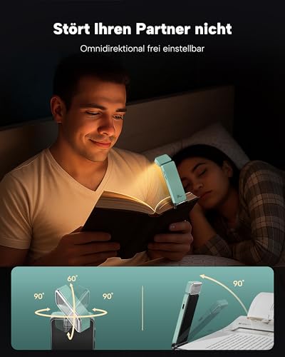 86lux Leselampe Buch Klemme，Wiederaufladbare Buchlampe zum Lesen im Bett – Ansicht 4