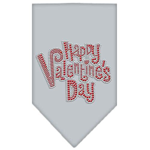 Mirage Pet Products Happy Valentines Day Rhinestone Bandana, Grey, Large
