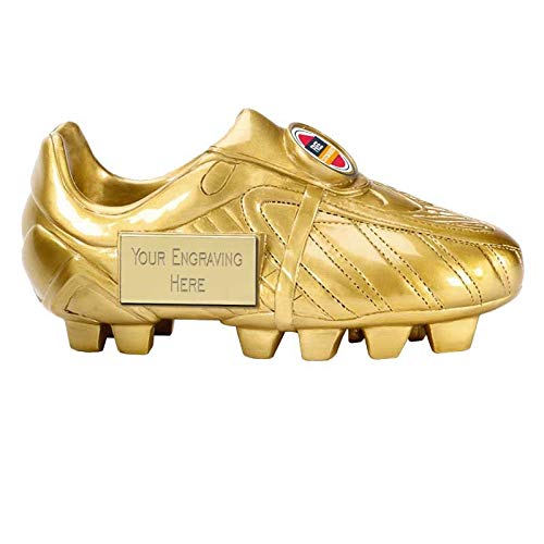 TROPHIESPLUSMEDALS Premier 3D Bright Gold Football Boot Award 17.5cm (7") FREE ENGRAVING