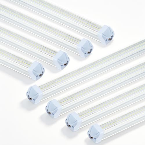 Dzkafycm 4FT LED Shop Lights 8PCS 60W 9600LM 5000K T8 V-Shape Linkable by Dzkafycm - Used condition - US$102.29