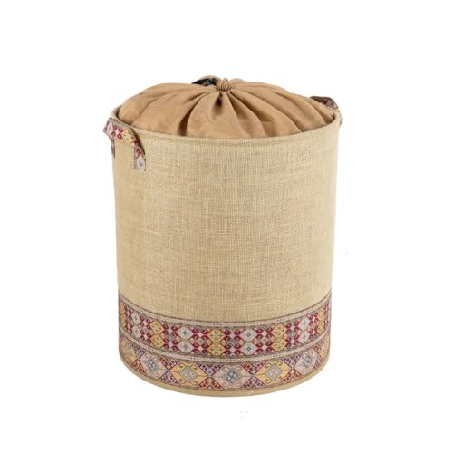 PRENDİ HOME Cesta de juguetes y ropa de yute – Caja de almacenamiento plegable, 37x40 cm, aspecto natural con motivos de animales, ideal para el cuarto de los niños, sala de estar o baño