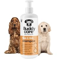 flohshampoo Hund von Buddycare - flohshampoo Hund bei befall Beseitigt Flöhe, Zecken & Milben - Tiefenreinigungsshampoo für Hunde, milben Shampoo flöhe bekämpfen (500ml)