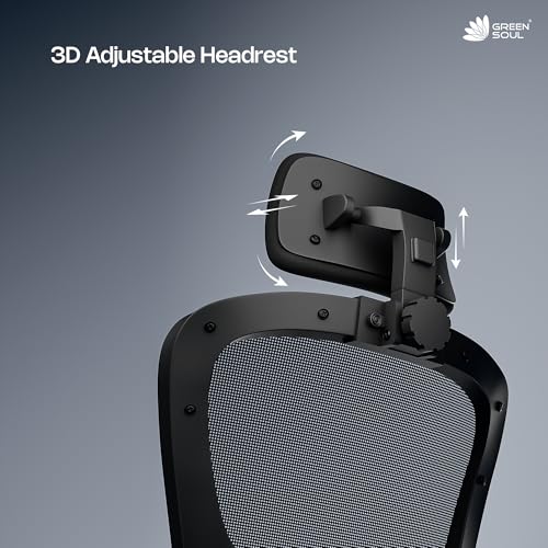 Image of Green Soul Jupiter Superb | Ergonomic Mesh Office Chair for Work | 3 Year Warranty | Multi-Lock Synchro Tilt Recline Mechanism | 2D Armrest | Adjustable Lumbar | High Back | Grey
