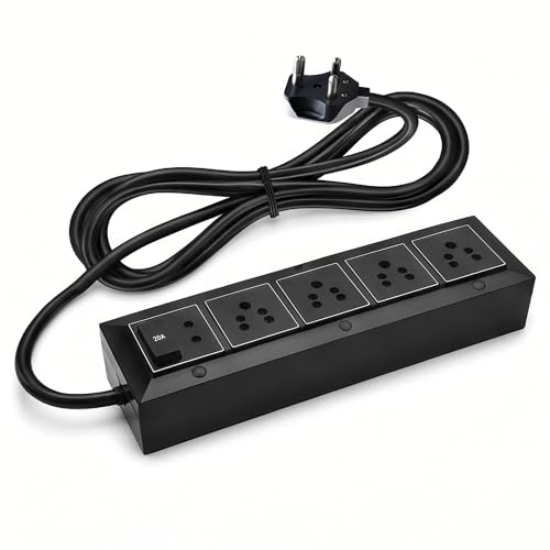 Image of Extension Board 10A 5 Socket 250 Volts Spike Guard, Extension Board, 1 Sq.mm 3 core Pure Copper Wire, Heavy Duty ABS Body with 20A Master Switch,2 Meter Cable