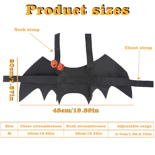Halloween Kostüm Katze Fledermaus Flügel,Haustier Katzen Kleidung Fledermausflügel Costume,Pet Cat Bat Wings Kostüme Schwarze Katzenkostüm mit Kürbisglocken,für Haustiere Kitten Cats Cosplay Clothing