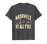 Nashville Vs All Y'all Distressed City Pride Football Fan T-Shirt, Men, Dark Heather Grey, X-Large