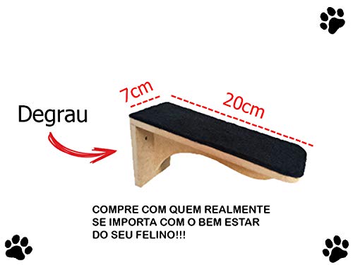 Playground de Gato 5 peças Mdf com 9mm Crú Prateleira Ponte Montadas + Resistente