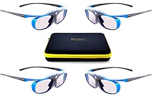 4x Hi-SHOCK DLP Pro Blue Heaven | DLP Link 3D Brille für 3D DLP Beamer [96-144 Hz | Blau | Set]