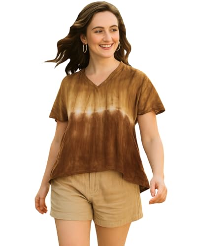 Image of Maaesa Women Handcrafted Tie & Dye Rayon Top | Regular Fit|Lightweight & Breathable Fabric | Casual Wear & Office Wear