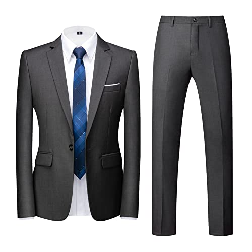 Mens Suits 2 Piece Slim Fit Tuxedo Suit for Men One Button Single Breasted Wedding Casual Business Blazer Jacket Pants Suit