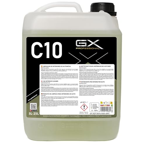 GxDetail Limpiador de Interiores Concentrado 5 litros para Coche – Dilución 15% - Elimina Manchas, Suciedad y Olores – Seguro para Tapicería, Plásticos y Alfombrillas – Potente y Fácil Aplicación