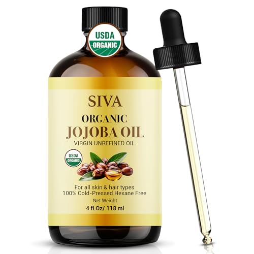 Siva Jojoba Organic Oil 4oz (118ml) Premium Cold-Pressed 100% Natural Organic Carrier Oil with...