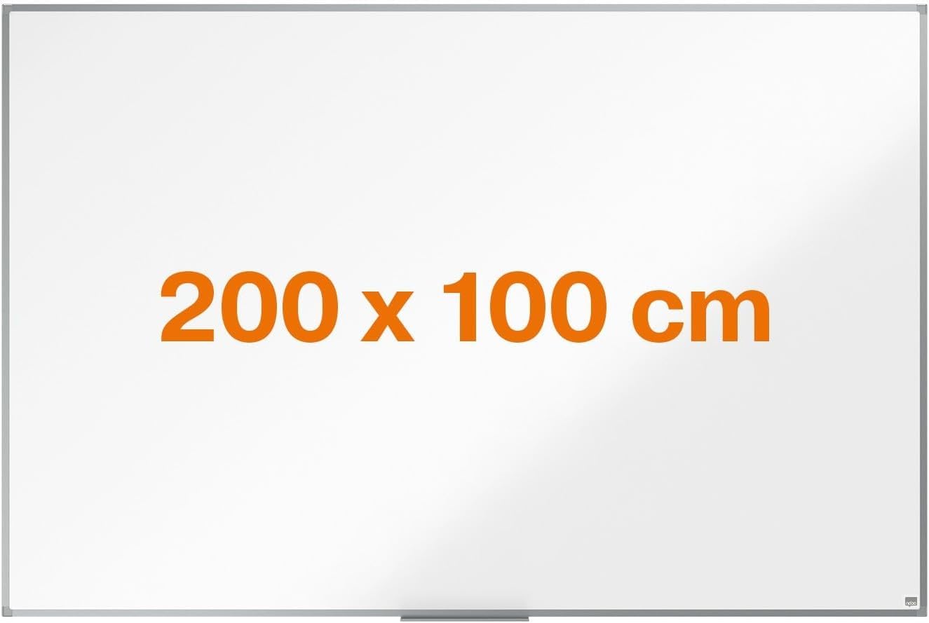 Nobo Amazon Exclusive Stahl-Magnettafel 200 x 100 cm – Trocken abwischbare Memotafel mit Aluminiumrahmen und Stifthalter, magnetische Wandtafel für Büro, Zuhause, Klassenzimmer