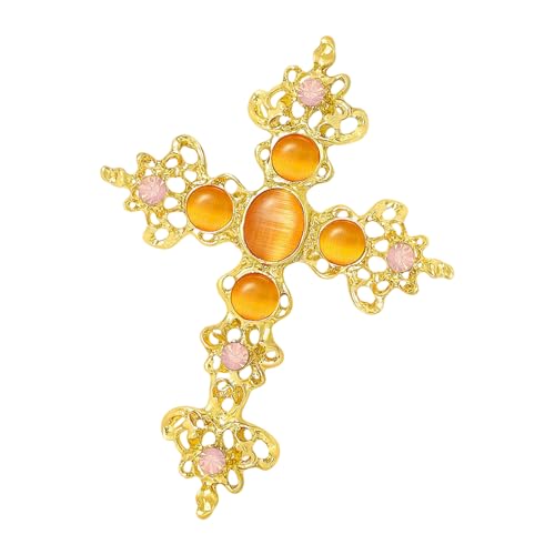 Fashion Crossed Shaped Brooch with Glittering Rhinestones Secure Closure Clothing Pin Wedding Accessory Religious Brooch