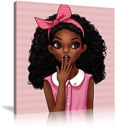 KALAWA Girls Bedroom Decor African American Wall Art Kids Room Wall Decor Black Girl Wall Art Teen Girl Pic…