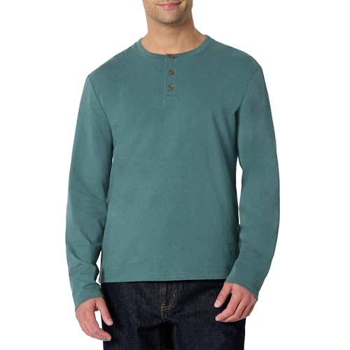 Amazon Essentials Men's Long-Sleeve Henley Shirt, Slate Green, M
