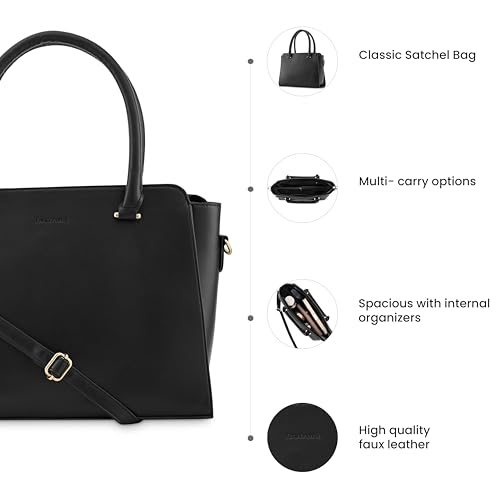 Image of Fastrack Solid Classic Satchel Bag for Women, Girls and Ladies | Made up of Premium Faux Leather | Fits Upto 11 inch iPad or Tablet