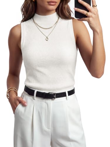 Image of Arach&Cloz Women's Wool Blend Mock Neck Fall Business Casual Sweater Tank