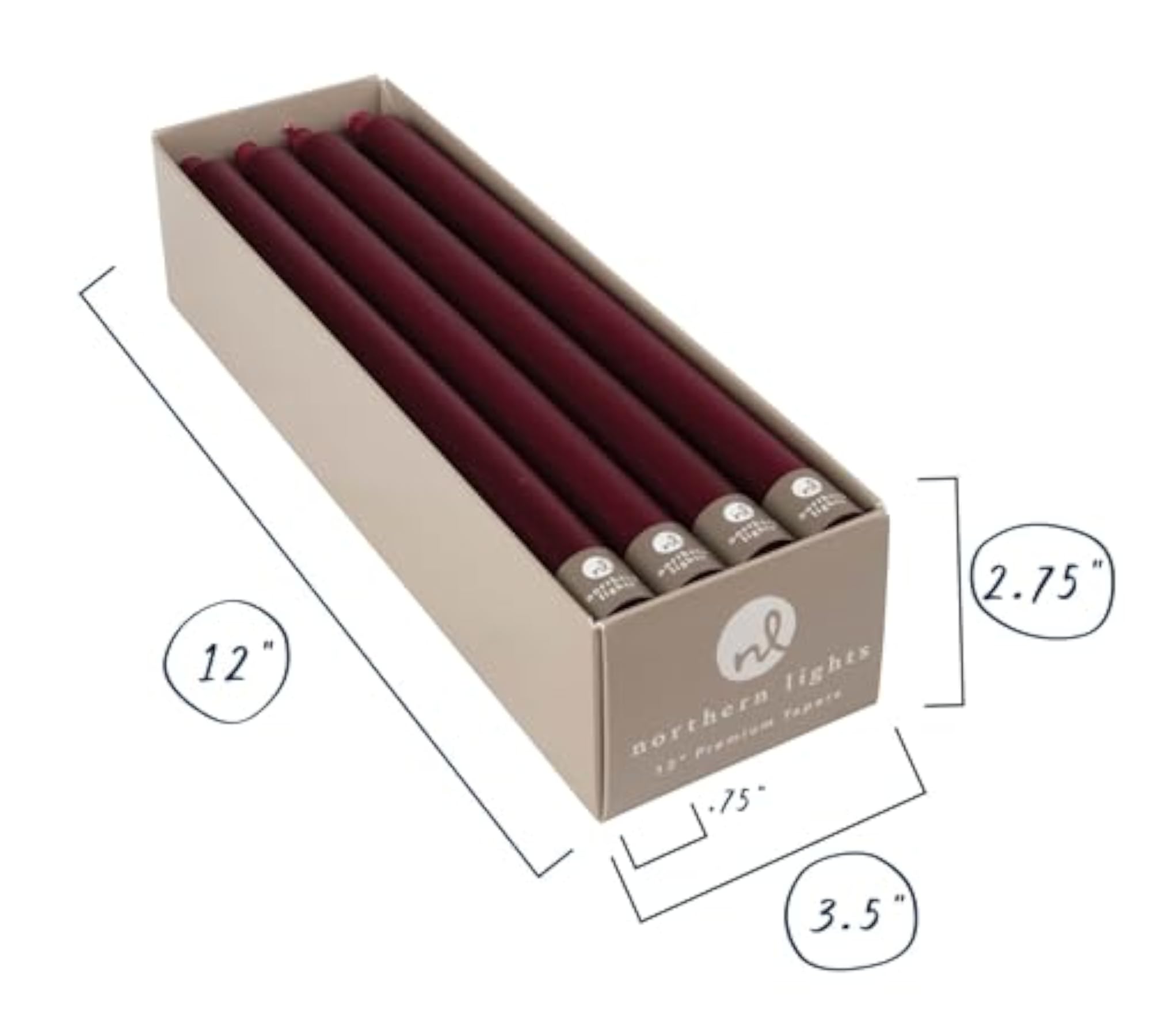Nlc Premium Tapers 12Pc Bordeaux 12 Inch