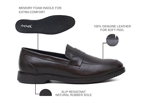 Image of ARAMISH New Men's Leather Slip on Formal Shoes Moccasin Loafers for Men's