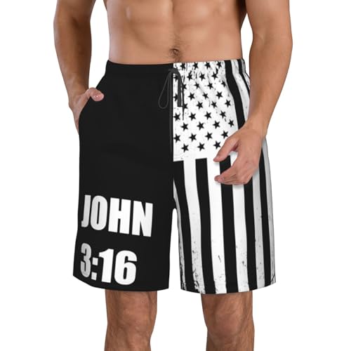 John 3:16 Believer-Christian Faith Mens Swim Trunks Board Shorts Quick Dry Swim Shorts Beach Shorts with Pockets