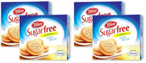 Image of Tiffany Sugar Free Lemon Cream Sandwich Biscuits (Pack of 4, 162g) | Healthy Snacks for Diebetic | Sweetened With Splenda