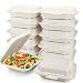 [100 Count] Eco Friendly To Go Containers (8" x 8", 1-Compartment) - Non Soggy, Leak Proof, Disposable To Go Boxes Made From Cornstarch - Microwave Safe and Ideal for Take Out Food Containers, Leftovers, Lunches