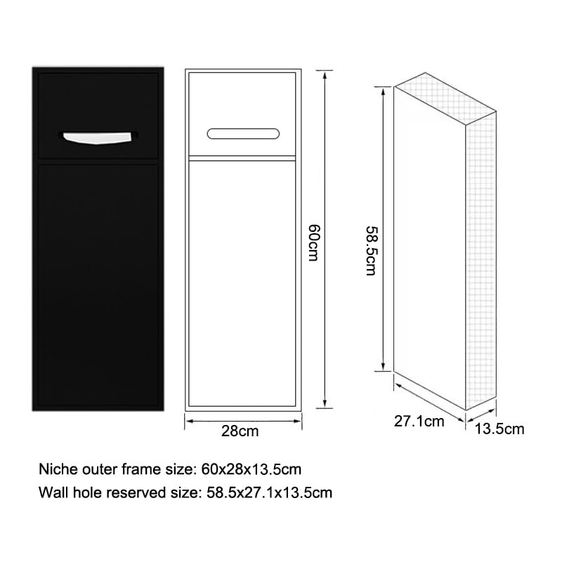 Duschnische, versenkbare, wasserdichte Badezimmerregale aus Edelstahl, an der Wand montiertes Organizer-Regal, Mülleimer-Aufbewahrung für Zuhause und Hotel, Keine Fliesen，Grey 60x28x13.5cm