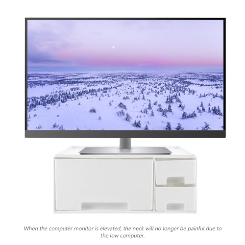 Support écran PC blanc réhausseur de moniteur pour optimiser l'espace du bureau - 8