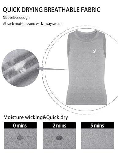 Roadbox Boys Compression Tank Tops, Tagless Soft Athletic Undershirts, Quick Dry Base Layer Shirt for Kids Youth4