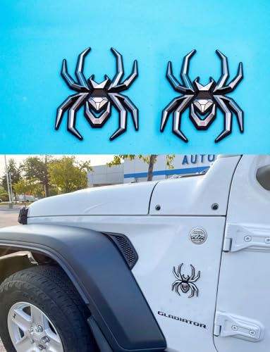 Image of 2Pcs Custom Spider Emblems Left Right Car Badge for Universal Car Body Motorcycle SUV Widow Door Edition Decoration (Chrome)