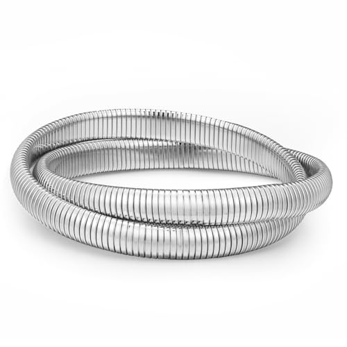 Gold Bangle Bracelets for Women Chunky Stretch Bracelets for Women 18K Gold Plated Stainless Steel Link Chain Bracelets Wide Gold Wristband Plus Size Bracelets Jewelry Gifts for Women