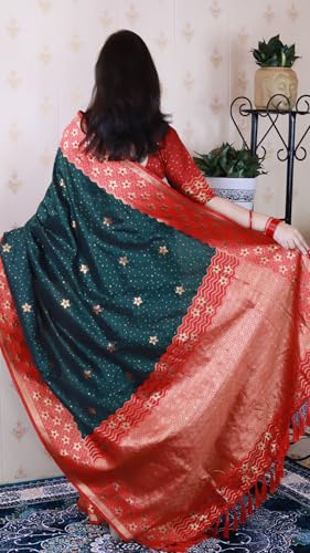 Image of SGF11 Women's Kanjivaram Pure Handloom Soft Silk Saree With Blouse Piece