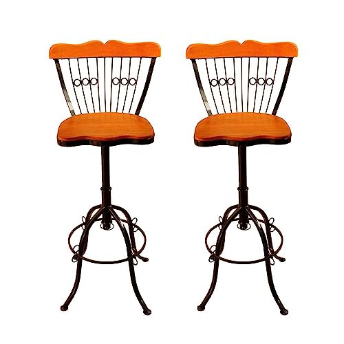 Estilo Rústico - Kit com 2 Banquetas Bistrô Alta Regulável Girató...