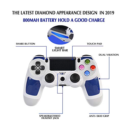 PS4 Controller Wireless Bluetooth Gamepad for Playstation 4 Clickable Touch Panel Joypad – Joystick with Sixaxis,Compatible with All PS4 Models & PC (Blue) - Thumbnail 4