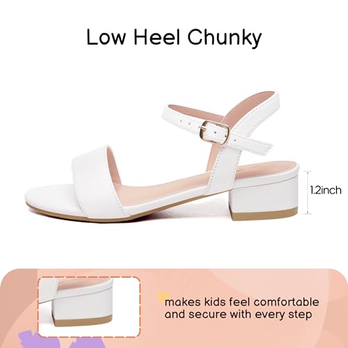 Athlefit Girls Sandals Open Toe Ankle Strap Low Heels Girl Dress Shoes For Toddler Little Big Kid3