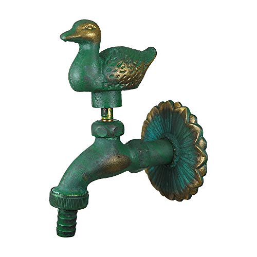 Preisvergleich Produktbild Sanifri 470010217 Nostalgie-Auslaufventil, Messing-patiniert mit Tiermotiv Ente. Langer Wandabstand mit massiver Wandrosette