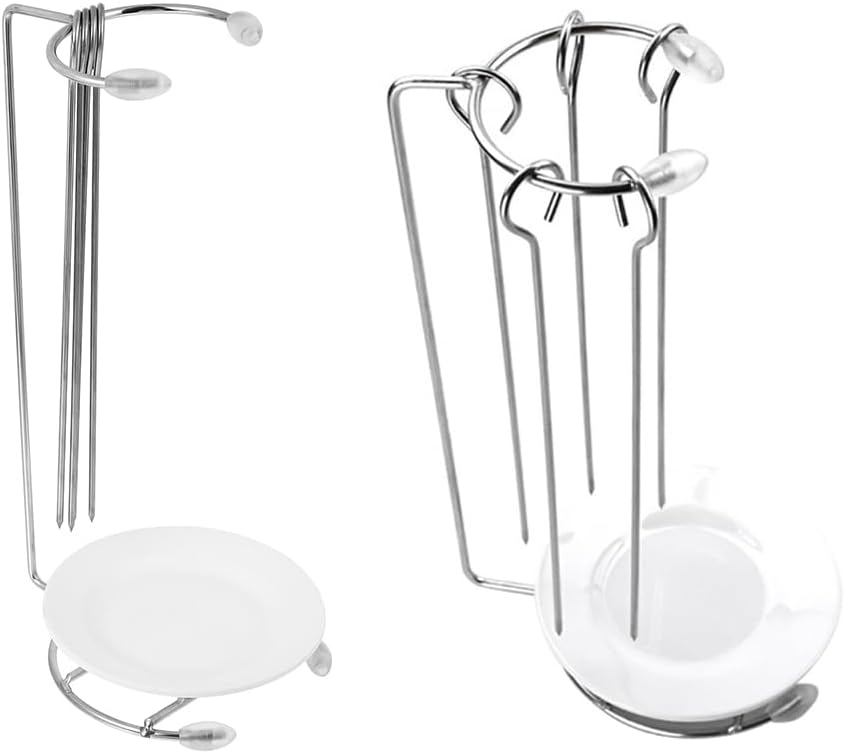 Hemoton Stainless Steel Barbecue Hangers with Drip Plates 2 Sets Vertical Skewer Rack for Outdoor Grilling Kebabs and Meat Cooking 11 Inch Bbq Accessory
