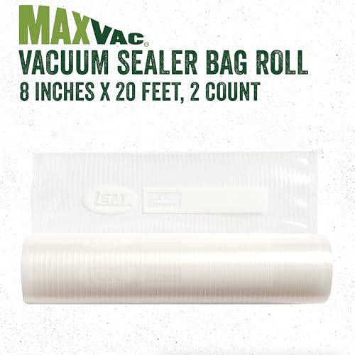 Image of LEM Products MaxVac Vacuum Sealer Bag Roll, 8 inch x 20', 2 Count | Make Custom Sized Bags for Food Storage, Puncture Resistant, Compatible with Major Vacuum Sealer Brands