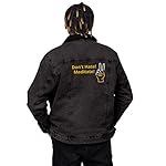 Unisex Black Denim Sherpa Jacket-Don't Hate, Meditate! Extra Large