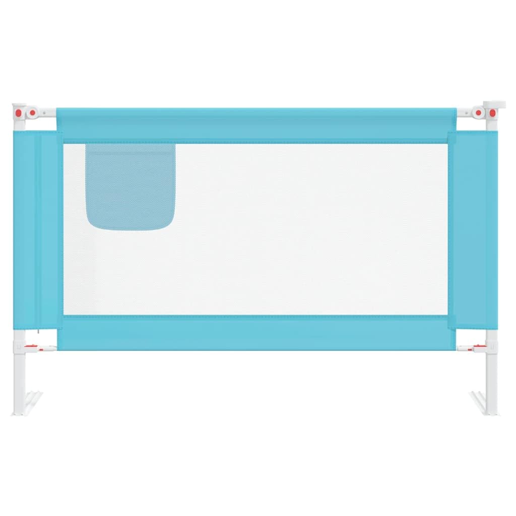 Kleinkind-Bettschutzgitter Blau 120x25 cm Stoff mit Höhenverstellung, Rausfallschutz für Kinderbett, Bettschutzgitter für Babysicherheit und Absturzsicherung im Schlafzimmer
