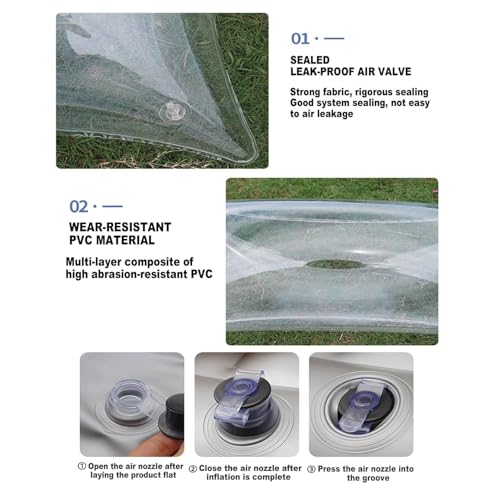 Inserto de almohada transparente, cojín portátil para sofá al aire libre y viajes, fácil de inflar y transportar, para camping, hogar y oficina