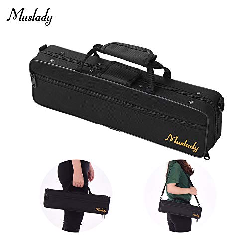 Muslady Flute Case,Flute Case Backpack Gig Bag 16 Holes C Key Box Water-resistant with Strap Top Carry Handle Cleaning Cloth