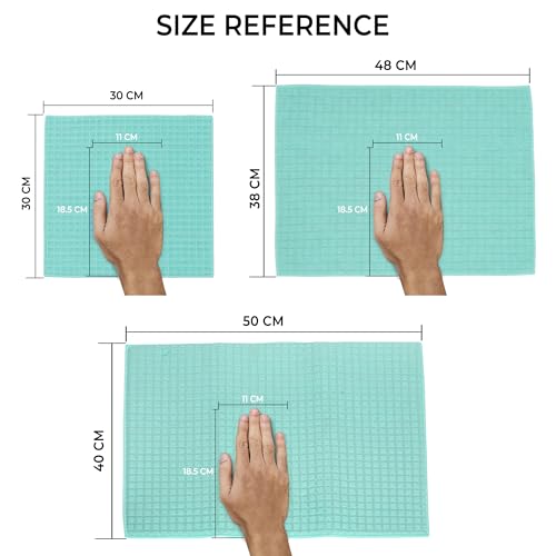 Image of Cutting EDGE 220 GSM Car & Bike Cleaning Combo Set of 3, Microfiber Cloth, Scrub Cloth & Drying Mat, Absorbent, Lint Free & Scratch Free for Car Cleaning (Light Green)