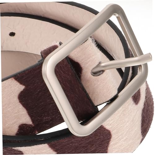 Adjustable Cow Print PU Leather Belt for Women Fashionable Cowgirl Waistband for Jeans and Pants Black and White Faux Horsehair Design Casual and Party Accessory3