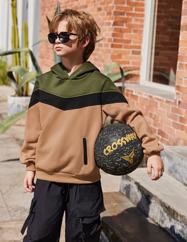 Arshiner Boy's Color Block Pullover Fleece Hoodie Long Sleeve Casual Sweatshirt with Pocket Age 3-12 Years3