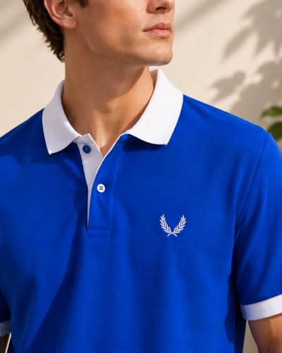 Image of Mens Pique Polo T-Shirt | Cotton Rich, Smart Fit Polo with Embroidered Logo | Casual & Sports Wear | Polo T-Shirt for Men
